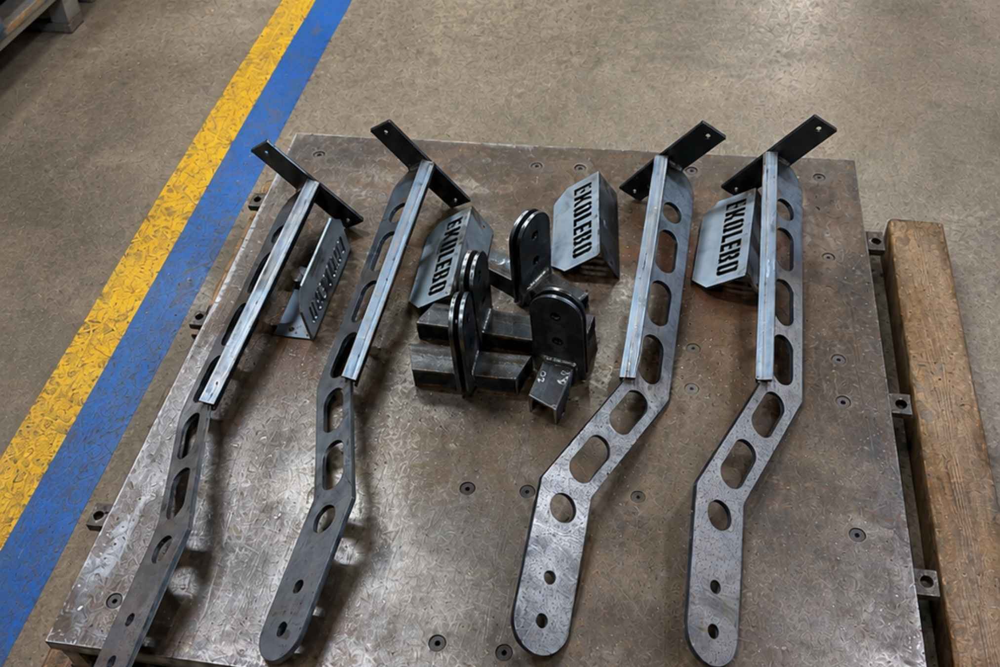 Steel deployment hardware prepared for assembly